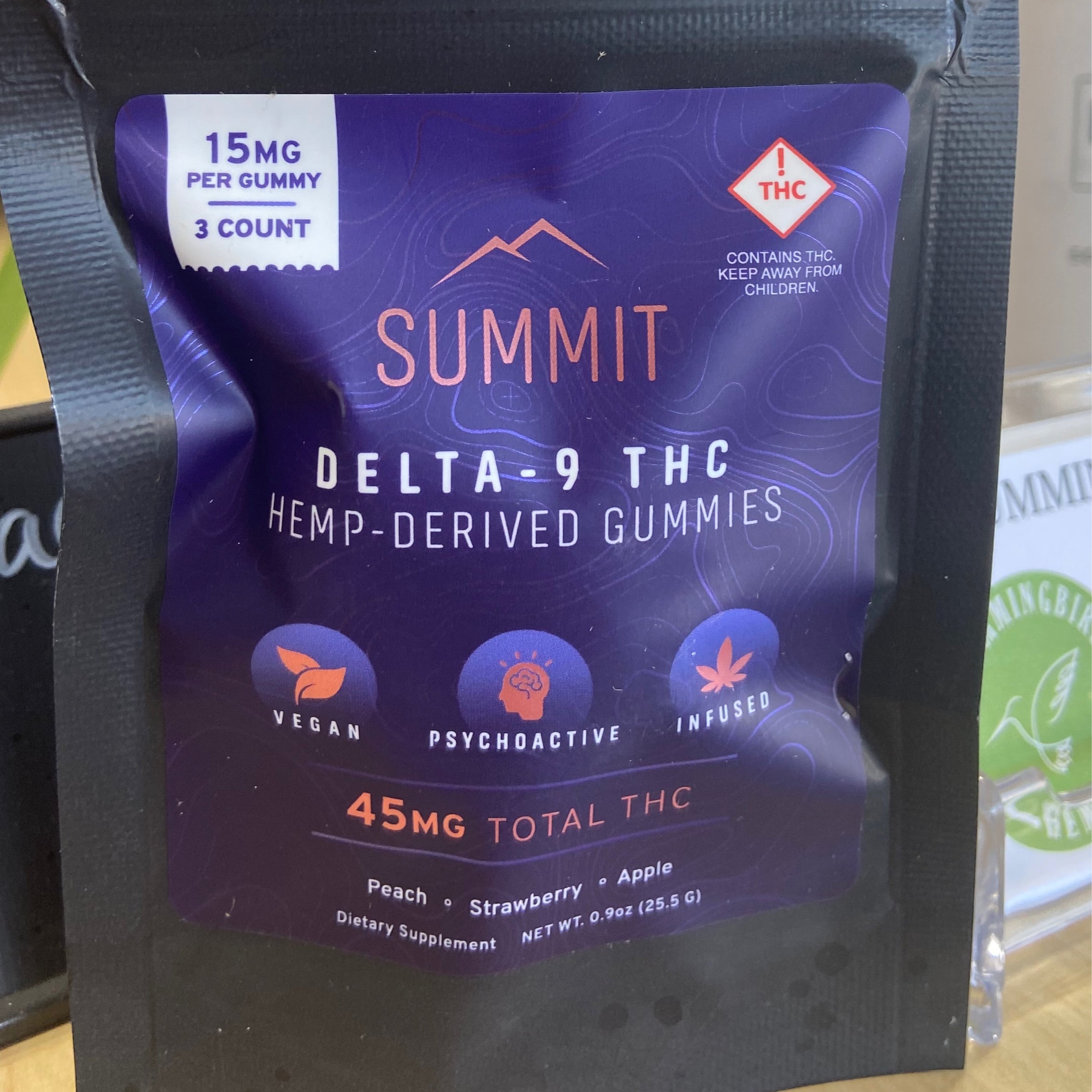 Summit Delta 9 hemp derived gummies 15mg per piece Hummingbird Hemp